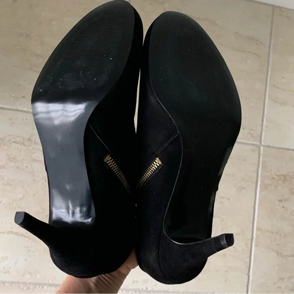 Audrey Brooke Black Suede Ankle Booties